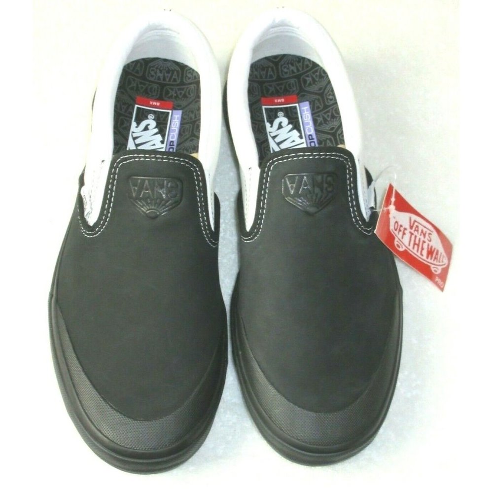Vans Men's BMX Slip On Dakota Roche Leather Canvas Shoes Black White Popcush NIB